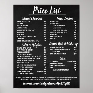 Salon Prijslijst Poster
