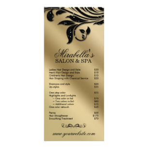Salon Rack Card Jewelry Leaf Floral Black Gold 2 Reclamekaart