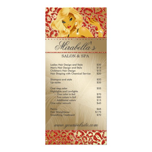 Salon Rack Kaart Jewelry Tanning Gold Sparkle O (Voorkant)