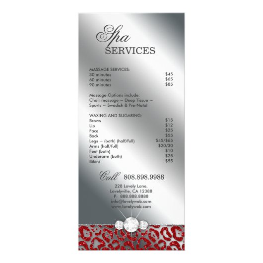 Salon Rack Kaart Jewelry Tanning Silver Sparkle Re (Achterkant)