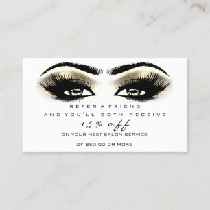 Salon Reference Card Makeup Lash Eye Gold White Aanbevelingskaartje