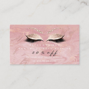 Salon Reference Card Pink Makeup Lashes Marble Aanbevelingskaartje