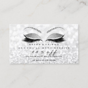 Salon Reference Card Silver Makeup Lashes Extensio Aanbevelingskaartje