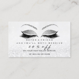 Salon Reference Card Silver Makeup Lashes Extensio Aanbevelingskaartje