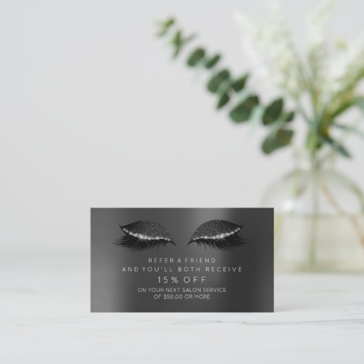 Salon Reference Kaart Black Glitter Lashes Makeup1 (Staand voorkant)