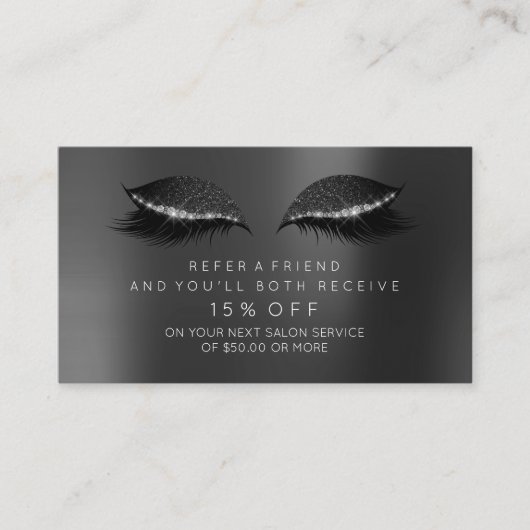 Salon Reference Kaart Black Glitter Lashes Makeup1 (Voorkant)