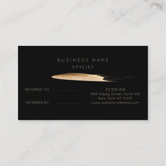 Salon Reference Kaart Black Gold Sparkly Glitter V (Achterkant)