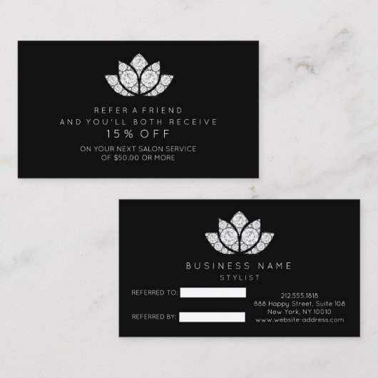 Salon Reference Kaart Black White Diamond Lotus WO (Voorkant / Achterkant)