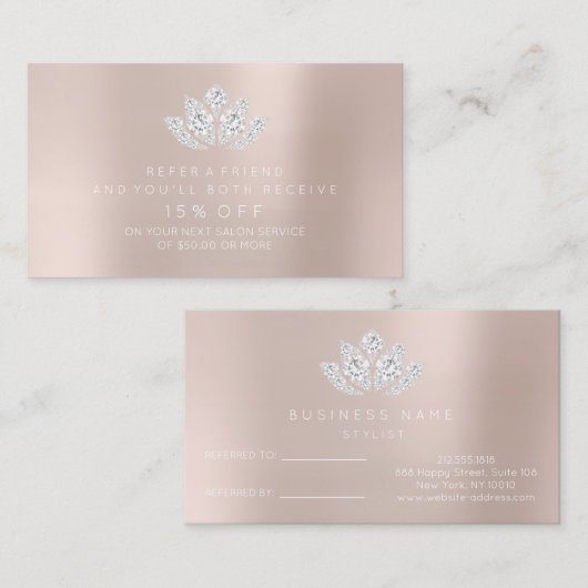 Salon Reference Kaart Blush Powder Pin Diamond Lot (Voorkant / Achterkant)