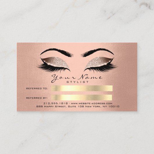 Salon Reference Kaart Blush Roos Gold Makeup Lashe (Achterkant)