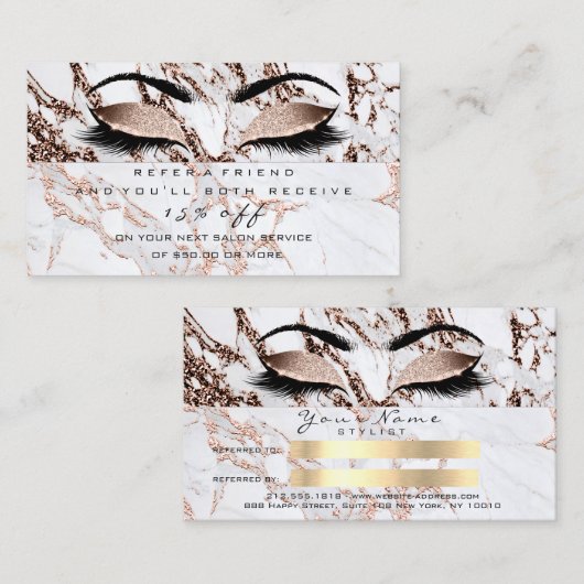 Salon Reference Kaart Copper Marble Makeup Lashes (Voorkant / Achterkant)