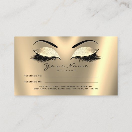 Salon Reference Kaart Glitter Black Gold Lux Lashe (Achterkant)