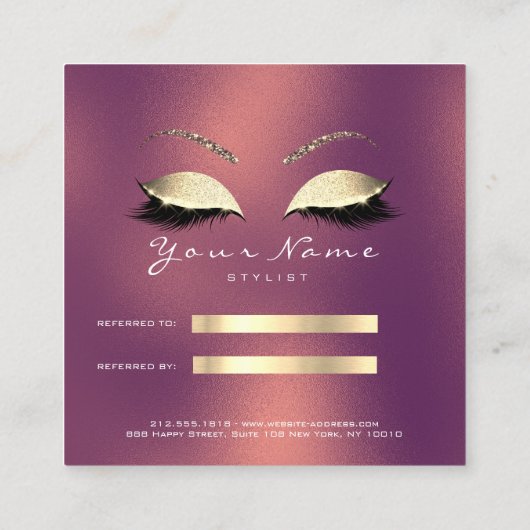 Salon Reference Kaart Glitter Gold Copper Lashes (Achterkant)