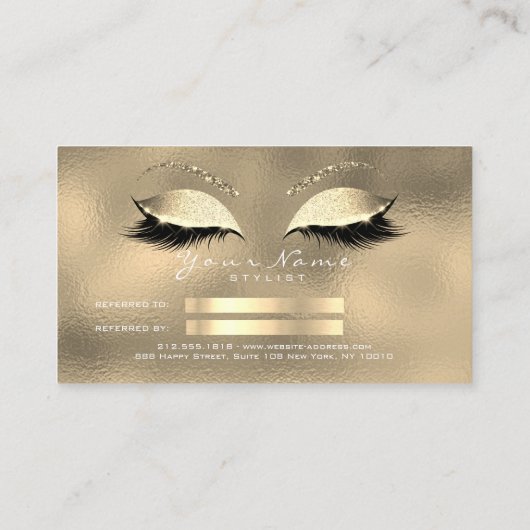 Salon Reference Kaart Glitter Gold Glam Lashes (Achterkant)