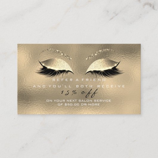 Salon Reference Kaart Glitter Gold Glam Lashes (Voorkant)