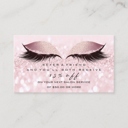 Salon Reference Kaart Glitter Pink Lashes Makeup (Voorkant)