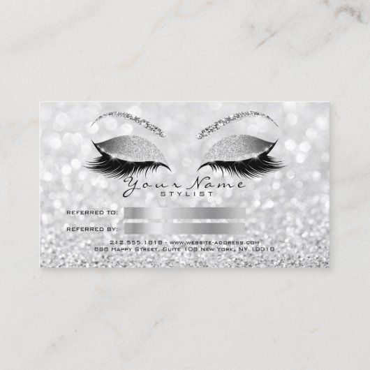 Salon Reference Kaart Glitter Silver Grey Lashes1 (Achterkant)
