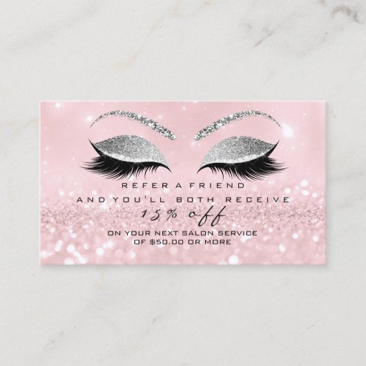 Salon Reference Kaart Glitter Silver Pink Lashes (Voorkant)