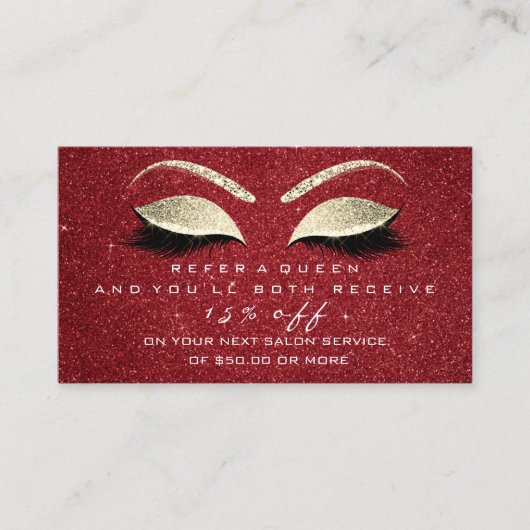 Salon Reference Kaart Gold Glitter Lash Red Makeup (Voorkant)