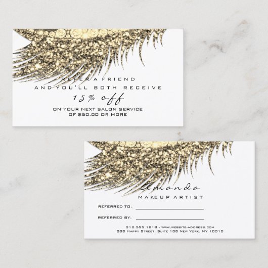 Salon Reference Kaart Gold Makeup Lash White Makeu (Voorkant / Achterkant)