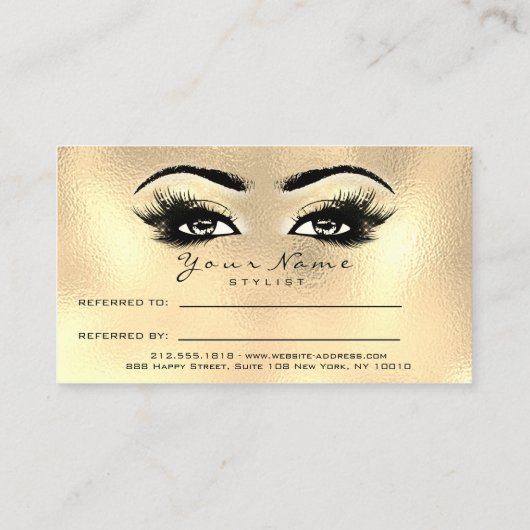 Salon Reference Kaart Gold Makeup Lashes Extension (Achterkant)