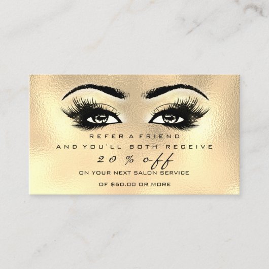Salon Reference Kaart Gold Makeup Lashes Extension (Voorkant)