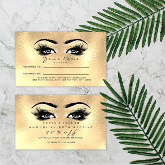 Salon Reference Kaart Gold Makeup Lashes Extension