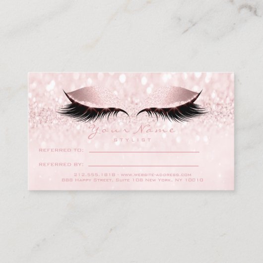 Salon Reference Kaart Makeup Pink Girly Lash Studi (Achterkant)