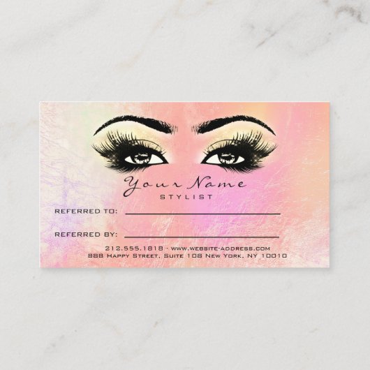 Salon Reference Kaart Peach Makeup Lashes Extensio (Achterkant)