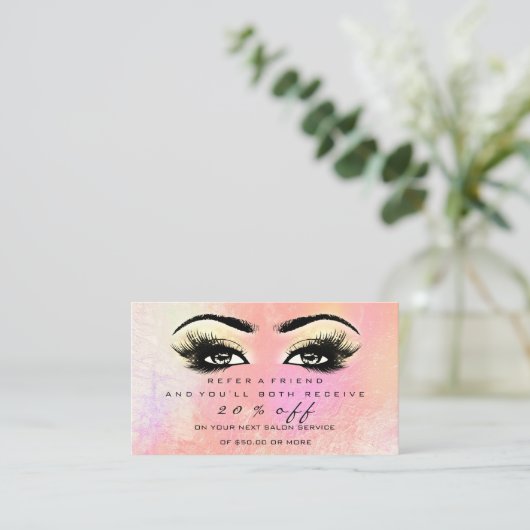 Salon Reference Kaart Peach Makeup Lashes Extensio (Staand voorkant)