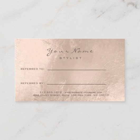 Salon Reference Kaart Pearl Makeup Lash Hairdresse (Achterkant)