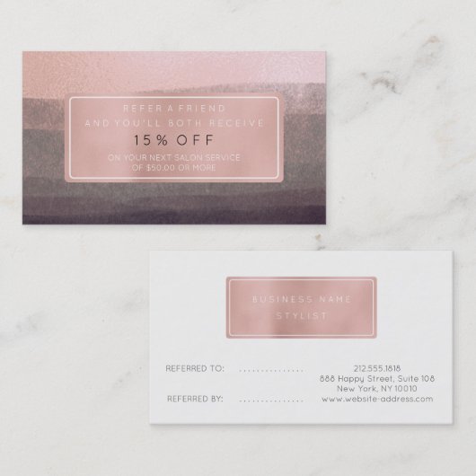 Salon Reference Kaart Pink Gold Roos Grey Black St (Voorkant / Achterkant)