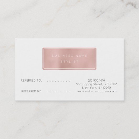 Salon Reference Kaart Pink Gold Roos Grey Black St (Achterkant)