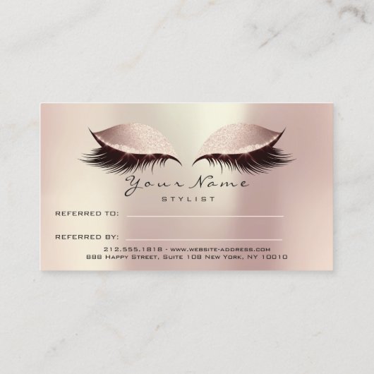 Salon Reference Kaart Pink Makeup Lashes Blush (Achterkant)