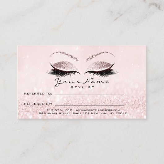 Salon Reference Kaart Pink Makeup Lashes Extension (Achterkant)