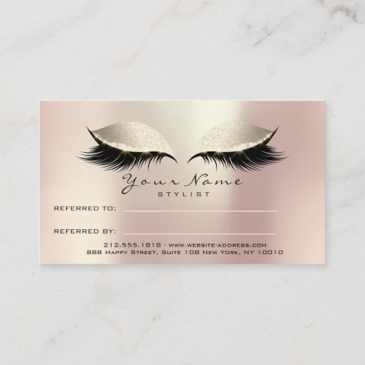 Salon Reference Kaart Pink Makeup Lashes Ivory (Achterkant)