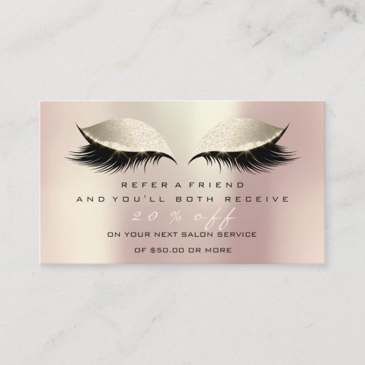 Salon Reference Kaart Pink Makeup Lashes Ivory (Voorkant)