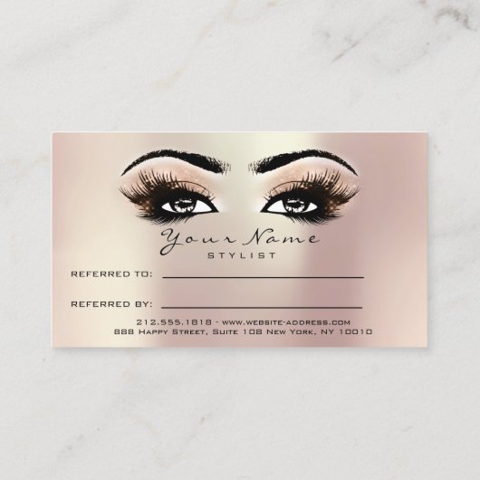 Salon Reference Kaart Roos Makeup Lashes Extension (Achterkant)