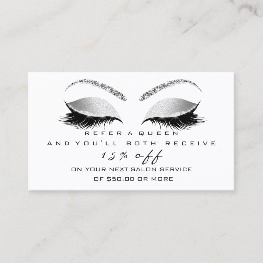 Salon Reference Kaart Silver Black Grey Lashes (Voorkant)