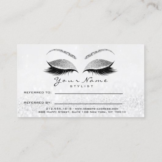 Salon Reference Kaart Silver Makeup Lashes Extensi (Achterkant)