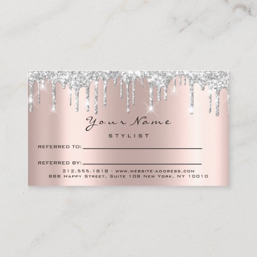 Salon Reference Kaart Silver Makeup Lashes Nails W (Achterkant)