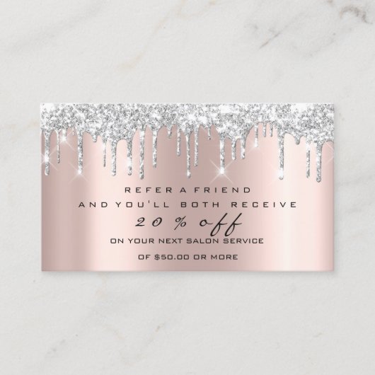 Salon Reference Kaart Silver Makeup Lashes Nails W (Voorkant)