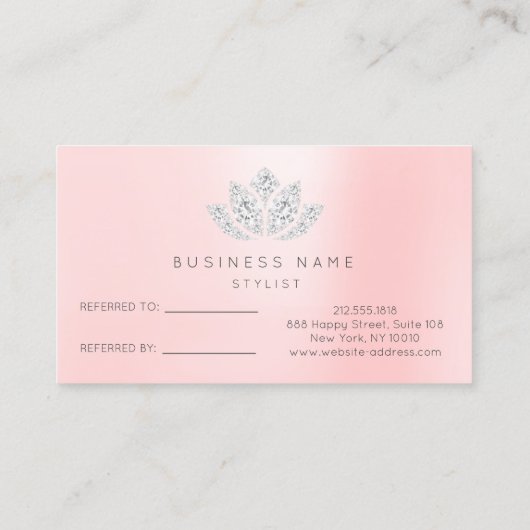 Salon Reference Kaart Silver Pink VIP Diamond Lotu (Achterkant)