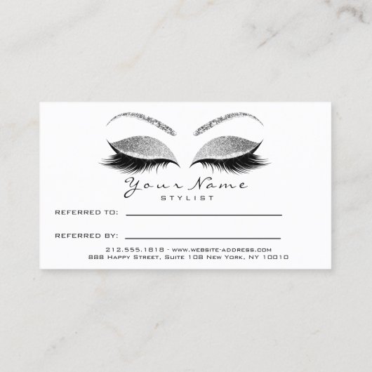 Salon Reference Kaart White Makeup Lashes Extensio (Achterkant)