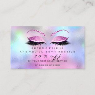 Salon Reference Roos Pink Makeup Lashes Extension Aanbevelingskaartje