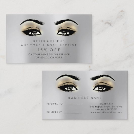 Salon Referential Kaart Lashes Makeup Gold Silver (Voorkant / Achterkant)