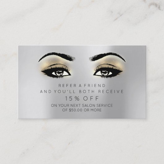 Salon Referential Kaart Lashes Makeup Gold Silver (Voorkant)