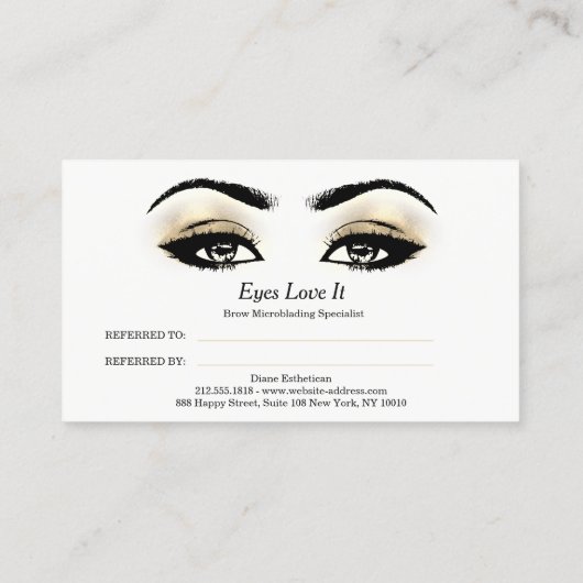 Salon Referral Kaart Glitter Esthetician Lashes (Achterkant)