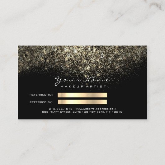 Salon Referral Kaart Glitter Gold Confetti Glitter (Achterkant)