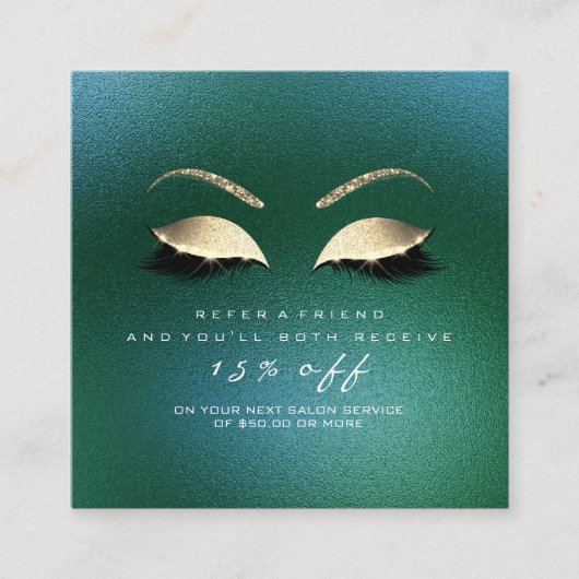 Salon Referral Kaart Glitter Gold Tropical Lashes (Voorkant)